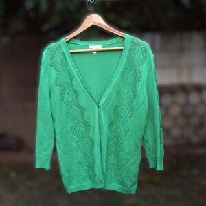 New York & Company Green V-Neck Cardigan XL